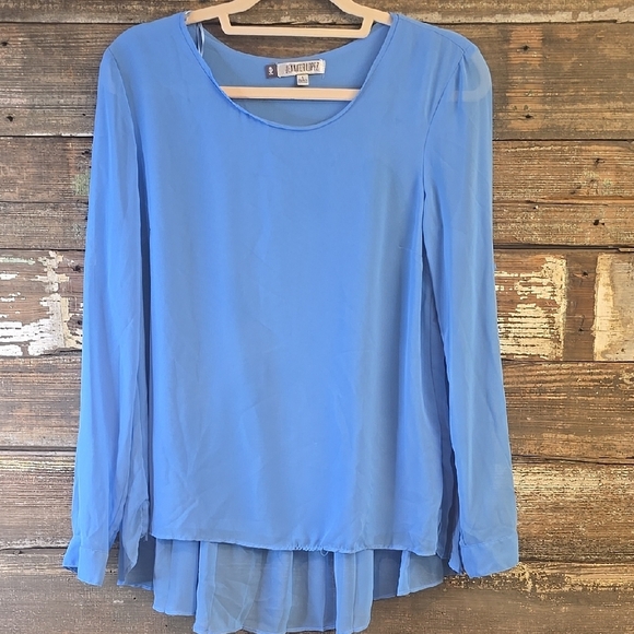 Jennifer Lopez Light Blue Semi Sheer Long-Sleeve Women's Top, Size S - Picture 1 of 4
